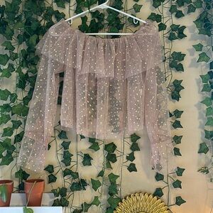 Forever 21 sheer tan off the shoulder top